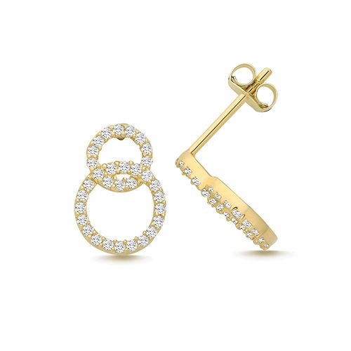 9CT YEL GOLD CZ CIRCLE LINK STUDS