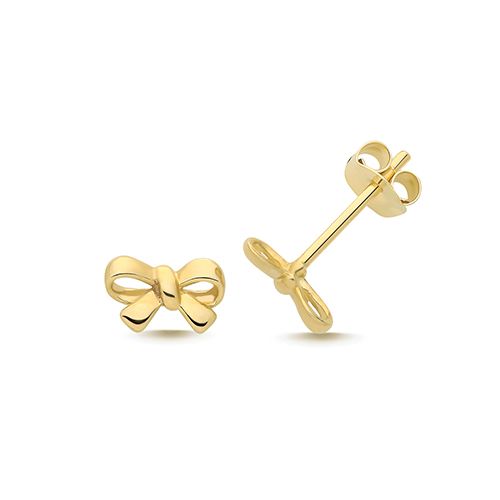 9CT YEL GOLD BOW STUDS