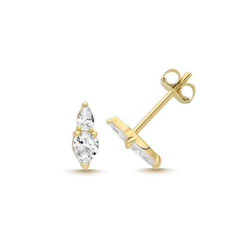 9CT YEL GOLD CZ STUDS