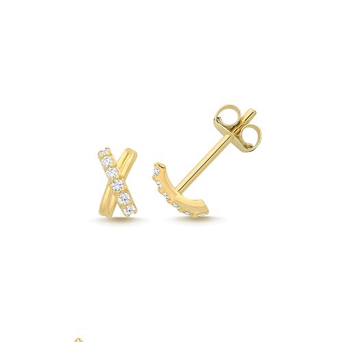 9CT YEL GOLD CZ X STUDS