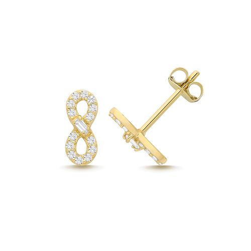 9CT YEL GOLD CZ INFINITY STUDS