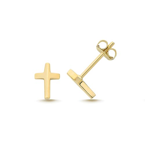 9CT YEL GOLD CROSS STUDS