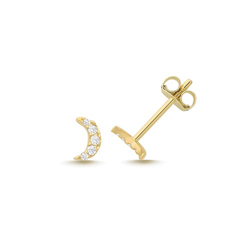9CT YEL GOLD CZ MOON STUDS