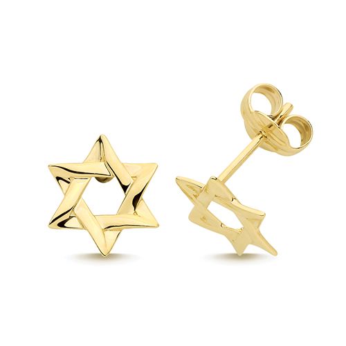 9CT YELLOW GOLD STAR OF DAVID STUDS
