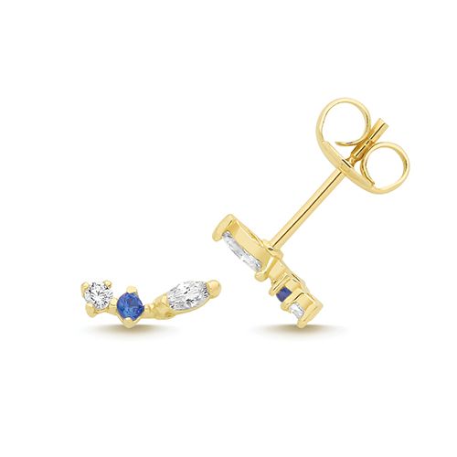 9CT YELLOW GOLD CZ CLUSTER STUDS