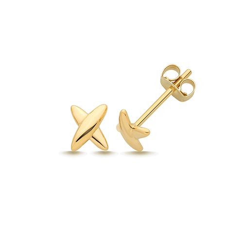 9CT YEL GOLD " X " STUD
