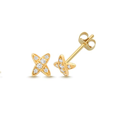9CT YEL GOLD CZ " X " STUD