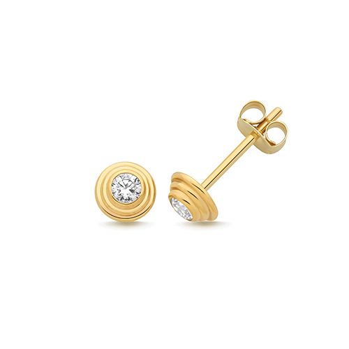 9CT YEL GOLD CZ ROUND STUD
