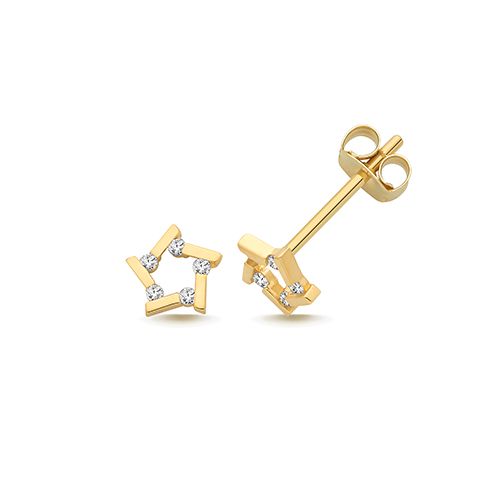 9CT YEL GOLD CZ STAR STUD
