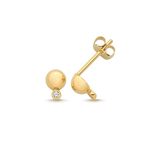 9CT YEL GOLD DOME BALL +CZ STUD