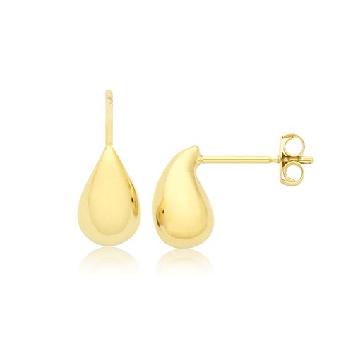 9CT YEL GOLD TEAR DROP HOOP STUD