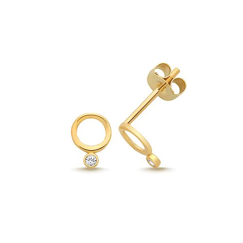 9CT YEL GOLD CZ CIRCLE STUD EARRINGS