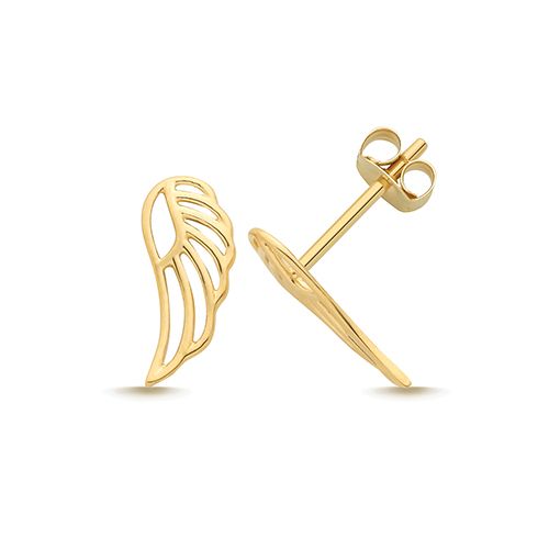 9CT YEL GOLD ANGEL WINGS STUD EARRINGS