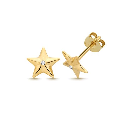 9CT YEL GOLD CZ STAR STUD EARRINGS