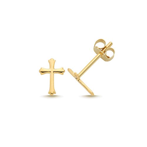 9CT YEL GOLD CROSS STUD EARRINGS