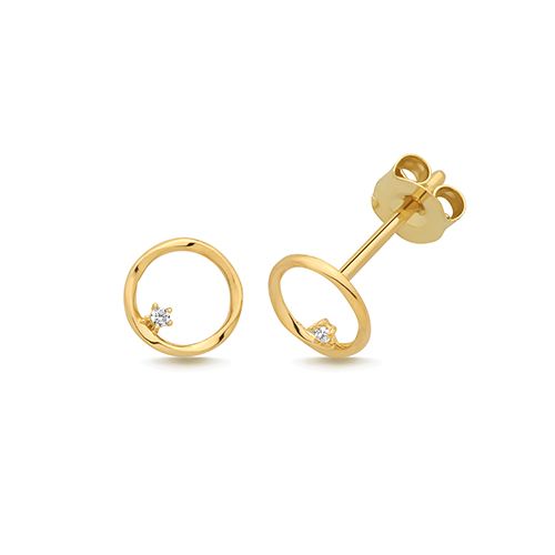 9CT YEL GOLD CZ CIRCLE STUD EARRINGS