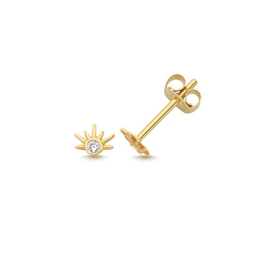9CT YEL GOLD CZ SUN RAYS STUD EARRINGS