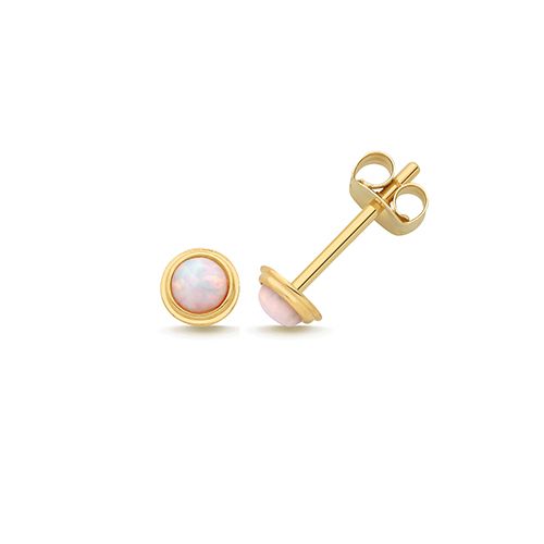 9CT YEL GOLD OPAL STUD EARRINGS