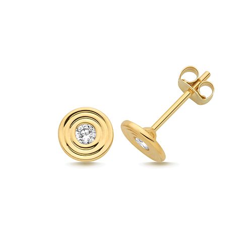9CT YEL GOLD CZ DISC STUD EARRINGS