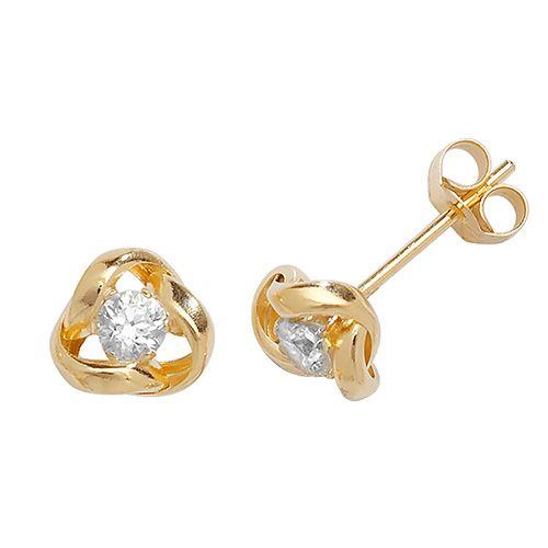 9CT GOLD CZ INTERLOCKING STUDS