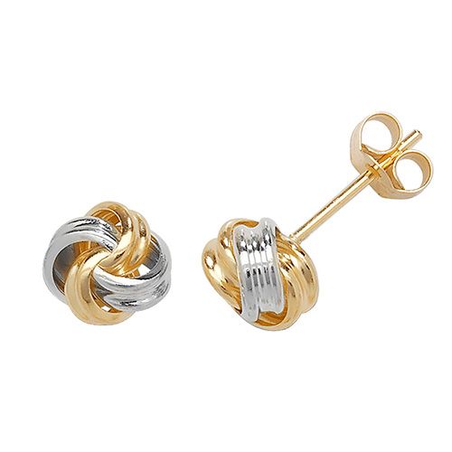 9CT YEL&WHT GOLD KNOT STUDS