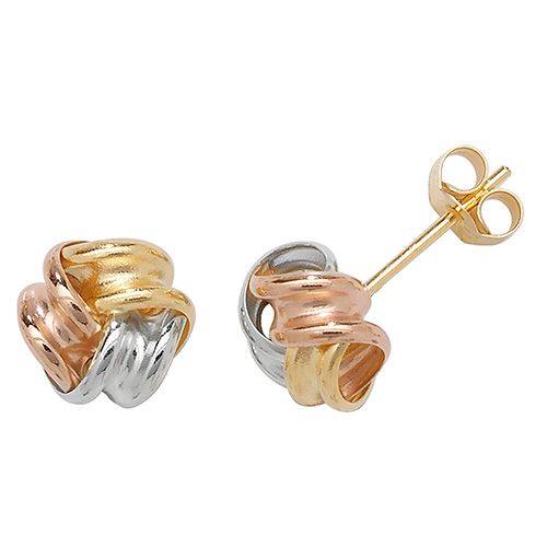 9CT GOLD TRICOLOUR KNOT STUDS