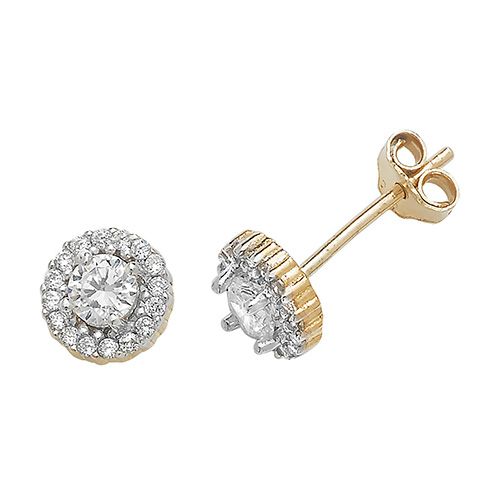 9CT YEL GOLD ROUND CZ STUD EARRINGS
