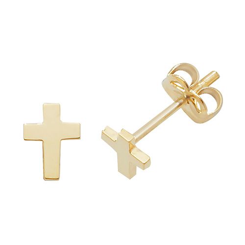 9CT YEL GOLD CROSS STUD EARRINGS
