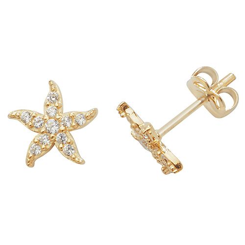 9CT YEL GOLD CZ FISHSTAR STUD EARRINGS