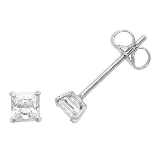 9CT WHT GOLD SQUARE CZ STUD EARRINGS