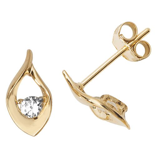 9CT YEL GOLD CZ STUD EARRINGS