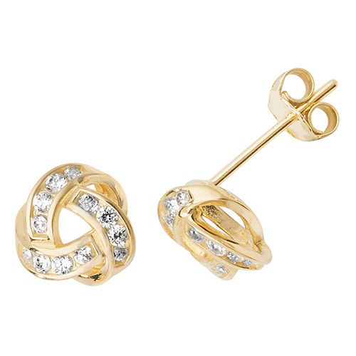 9CT YEL GOLD CZ STUD EARRINGS