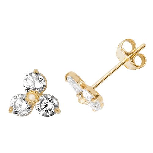 9CT YEL GOLD CZ STUD EARRINGS