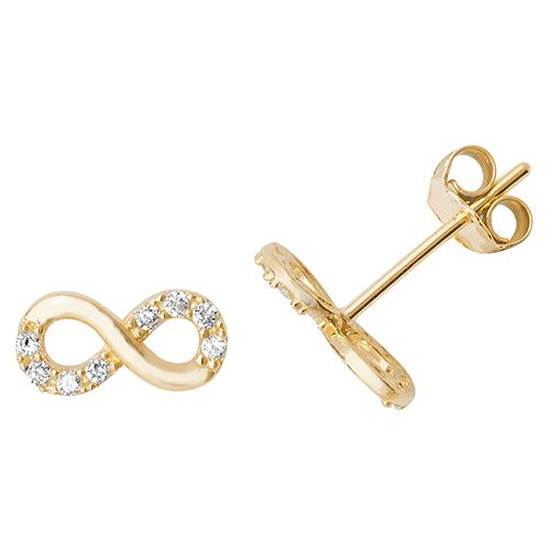 9CT YEL GOLD CZ INFINITY STUD EARRINGS