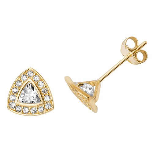 9CT YEL GOLD CZ STUD EARRINGS