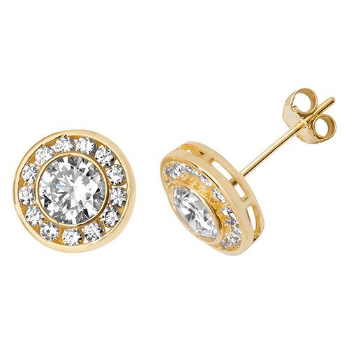 9CT YEL GOLD ROUND CZ STUD EARRINGS