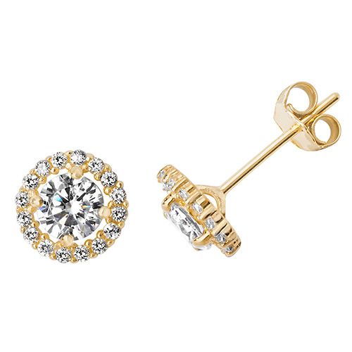 9CT YEL GOLD ROUND CZ STUD EARRINGS