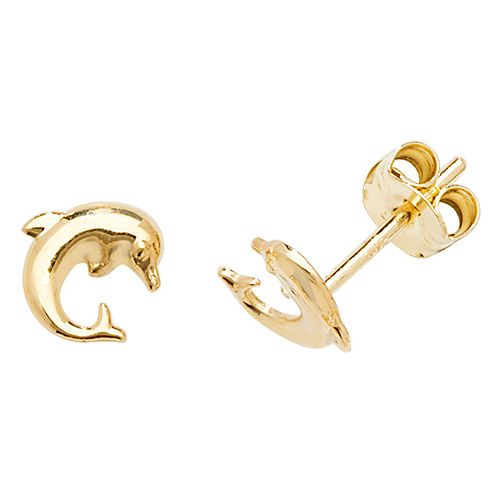 9CT YEL GOLD DOLPHIN STUD EARRINGS