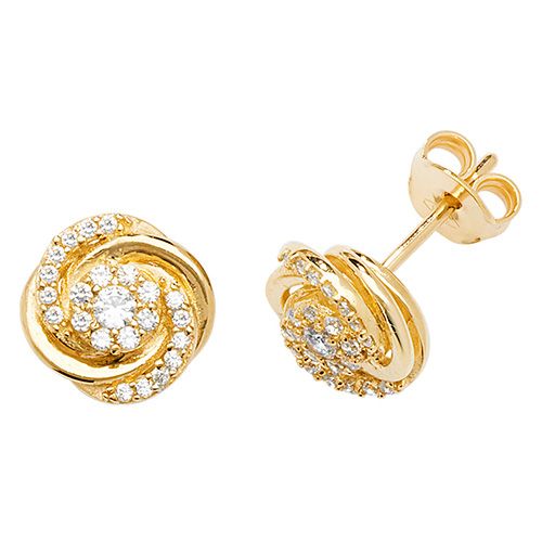 9CT YEL GOLD CZ TWISTED STUD EARRINGS