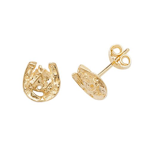 9CT YEL GOLD HORSE SHOE STUD EARRINGS