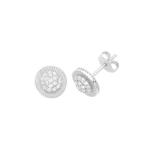 9CT WHITE GOLD ROUND CZ STUD EARRINGS