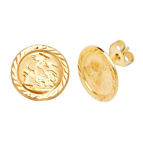 9CT YEL GOLD ST CHRISTOPHER STUD EARRINGS