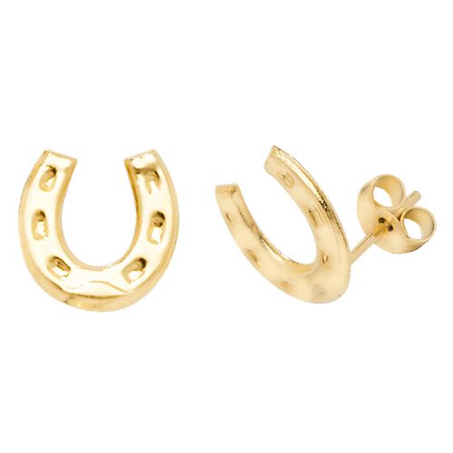 9CT YEL GOLD HORSESHOE STUD EARRINGS