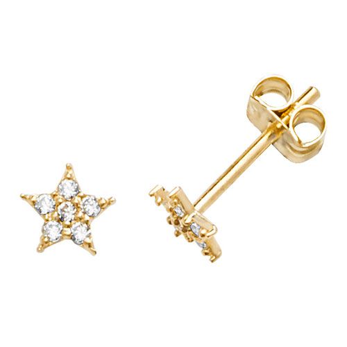 9CT YEL GOLD CZ STARFISH STUD EARRINGS