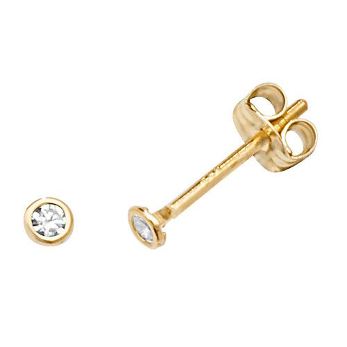 9CT YEL GOLD ROUND CZ STUD EARRINGS