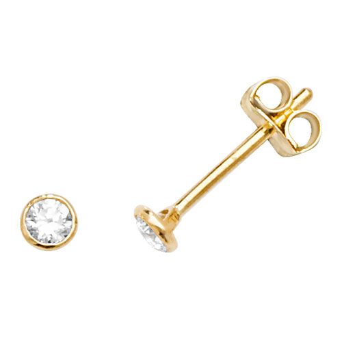9CT YEL GOLD ROUND CZ STUD EARRINGS
