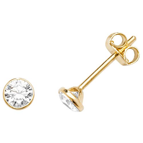 9CT YEL GOLD ROUND CZ STUD EARRINGS