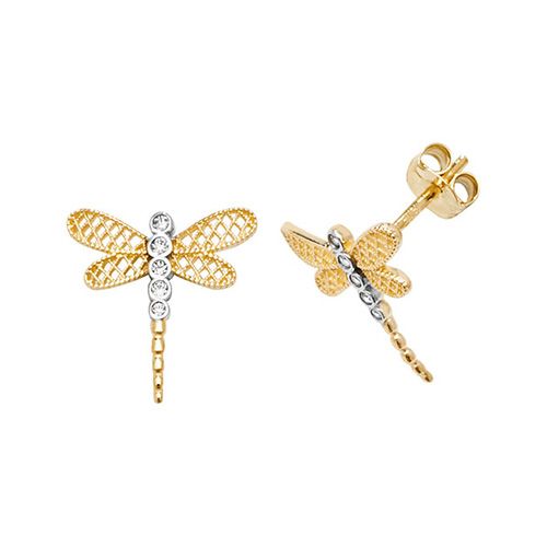 9CT YEL GOLD CZ DRAGONFLY STUD EARRINGS