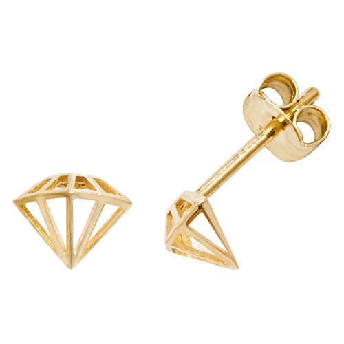 9CT YEL GOLD DIAMOND SHAPE STUD EARRINGS