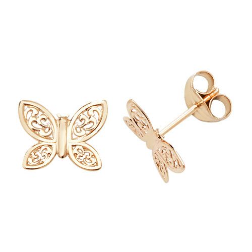 9CT YEL GOLD BUTTERFLY STUD EARRINGS